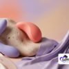Soft lilac and coral wellness massagers resting on a stone with silk fabric